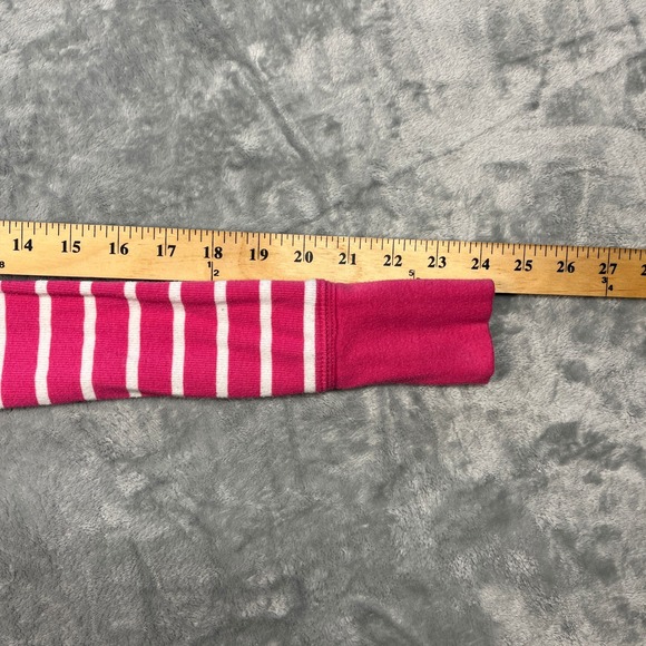 Aeropostale Striped V-Neck Long Sleeve Women S Pink White Ribbed Stretch - Picture 9 of 10